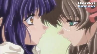 Lesbian hentai with two big boobed