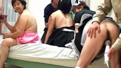 Japanese MILFs in a hardcore fucking orgy