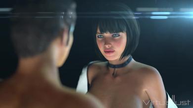 Beautiful busty animated babe sucks and fucks in virtual reality fantasy