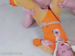 Submissive blond bunny girl gets brutal anal fucking