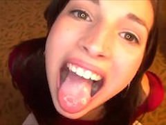 Innocent Looking Brunette Blowjob