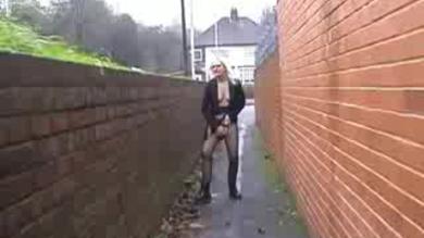 Hot Brit blondie masturbating in public