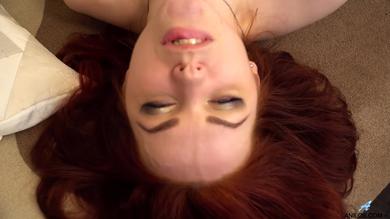 Gorgeous redhead babe with big tits Alice Wonderland fingering in solo