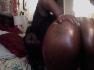 Curvy black gets her pussy licked and fucked from behind