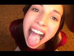 Innocent Looking Brunette Blowjob