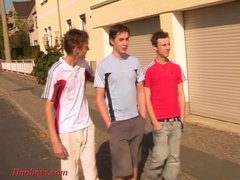 young boys, just 18 years in a hot threesome outdoor