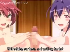 Horny Anime Girls In Threesome Fuck
