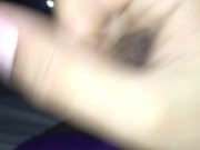 Stockinged b-cup brunette masturbates then sucks and tugs dude's cock then fucks