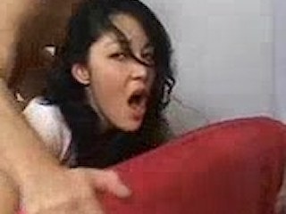Cute blonde ethnic chick is anal fucked in front yard while sunbathing