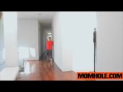 Husband looks on as his horny wife sucks on a massive cock