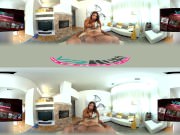 Brunette housekeeper babe in uniform sucks and fucks big dick on sofa