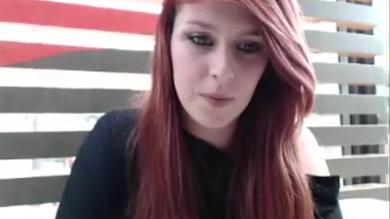 Voyeur redhead Emo babe fingers in a fast food