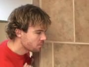 Busty tgirl gets fucked by tattooed ebony stud on couch 