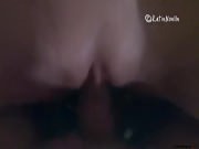 Tranny sucks on a big white cock on the sofa 