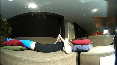 Cute blonde with leg cast caught on hidden cam VR