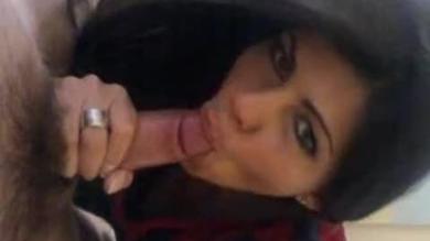 Sexy brunette Latina girlfriend sucking cock POV