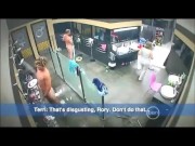 Slutty blonde and brunette call girls share one hard cock
