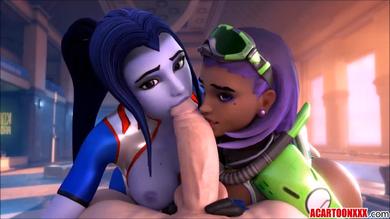 Overwatch Sombra sex and blowjobs compilation