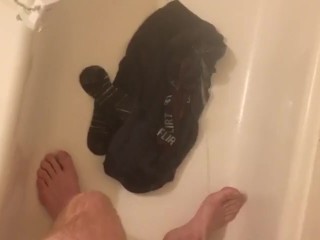 British slut Ashley gets fucked in a FFM threesome