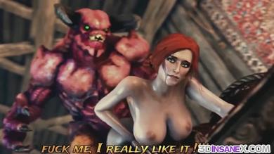 Hot Triss fucked by big dick alien