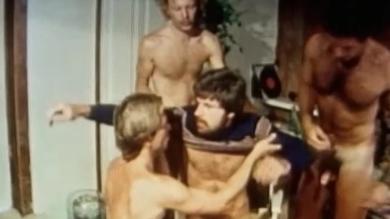 Vintage gay dudes blowjob orgy