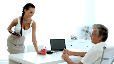 Lusty brunette teen gets banged by horny old boss
