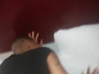 Big black cock cums on ghetto girls face