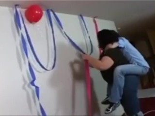 StrapOn Pegging with blonde teen babe fucking man in the ass