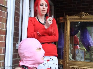 Dark haired beauty gets on knees to suck dick then gets fucked