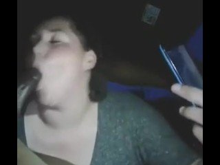 Horny blond housewife sucking a big