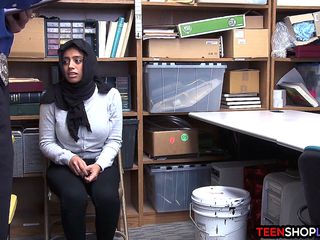 Arab teen with huge tits caught stealing by security