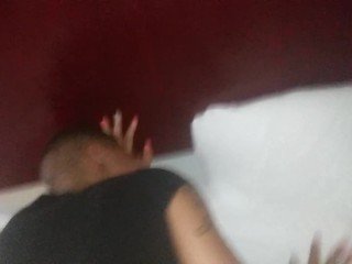 Big black cock cums on ghetto girls face