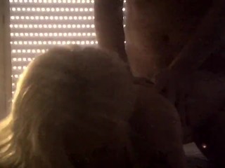 Busty brunette latina shemale tugging on her cock
